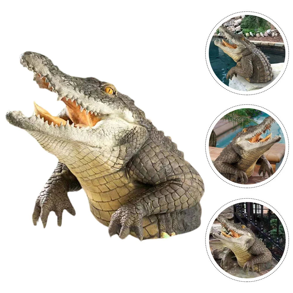 

Crocodile Head Decoration Pond Animal Ornament Ocean Model Realistic Figurine Animals Crafts Pool