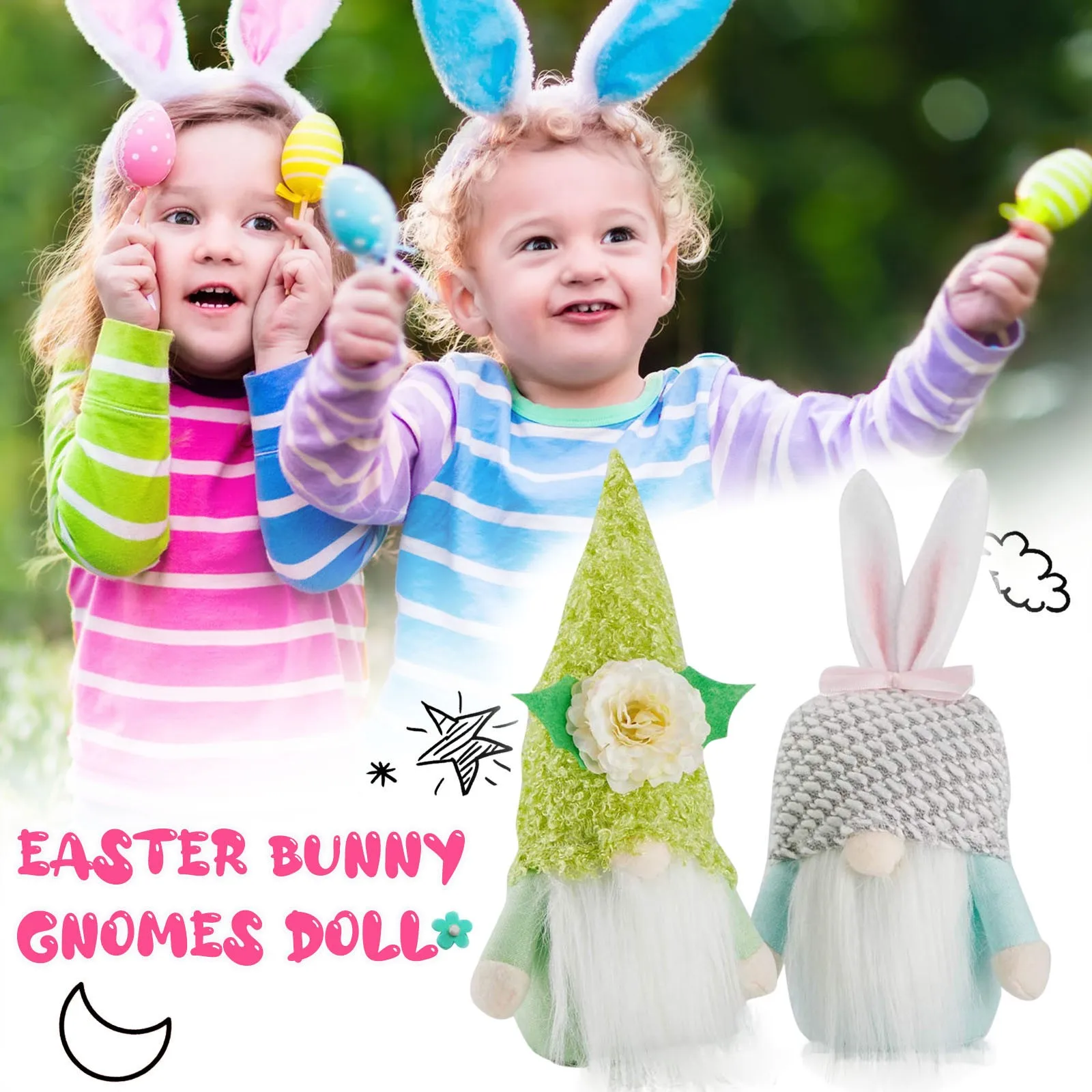 

Ornament Crystal Easter Day Gnome Rabbit Faceless Doll Decorations Bedroom Living Room Desktop Christmas Ornament Set