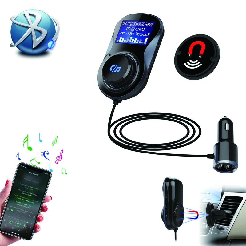 

Bluetooth Mp3 Player Adapter BC30AQ Screen Car Kit QC3.0 Fast Charging Hands-free FM Transmitter Wireless Car FM Modulator