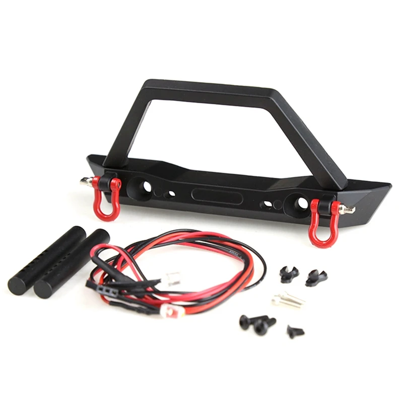 

Metal Front Bumper With Tow Hook LED Light For Axial SCX10 SCX10 II 90046 TRAXXAX TRX4 1/10 RC Crawler Car Upgrade Parts