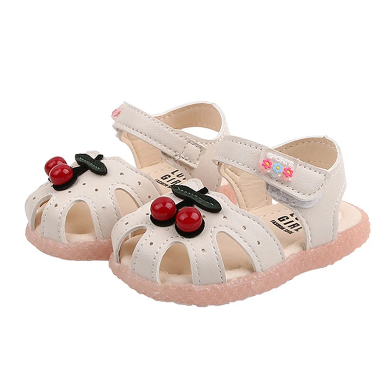 Enlarge Summer Baby Sandals for Girls Cherry Closed Toe Toddler Infant Kids Princess Walkers Baby Little Girls Shoes Sandals Size 15-30