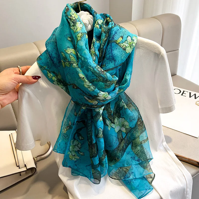 

2022 Scarf for Women Lightweight Floral Print Chiffon Ladies / Women's Scarves and Wraps for Spring Summer Oversize Shawl