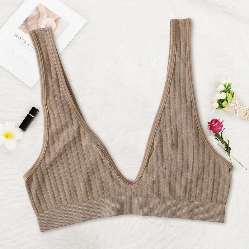 Бесшовный бюстгальтер спортивные бюстгальтеры для женщин с глубоким V-образным