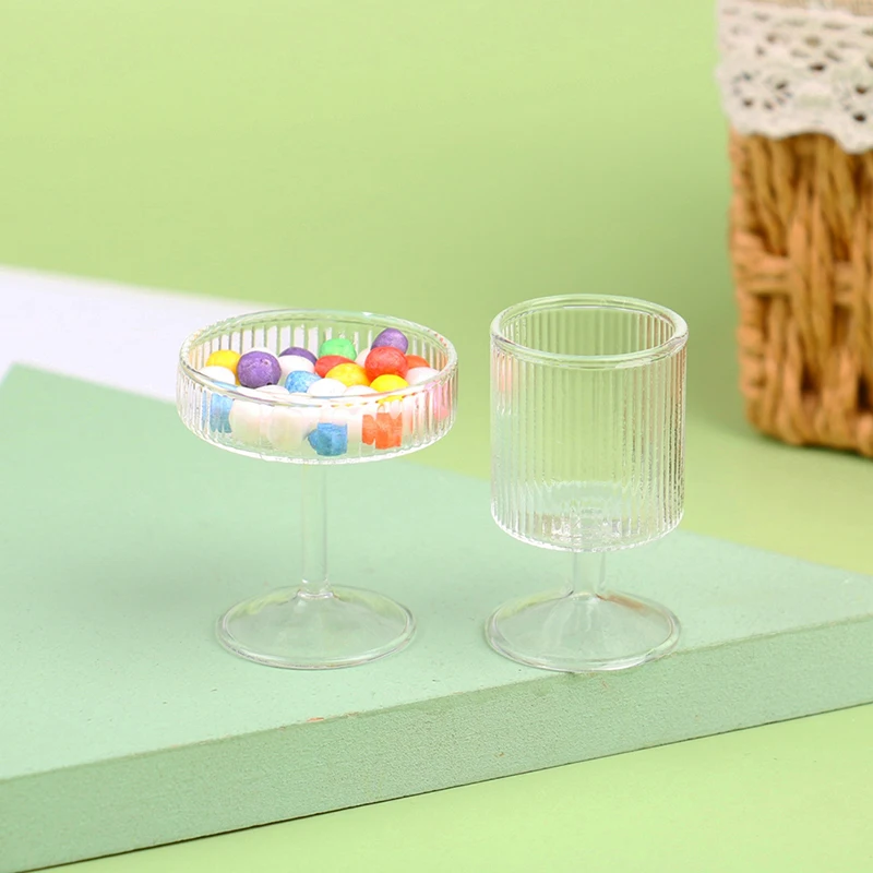 

Dollhouse Glass Cake Stand Fruit Tray Dessert Pan Kitchen Wine Glass Decor Toy