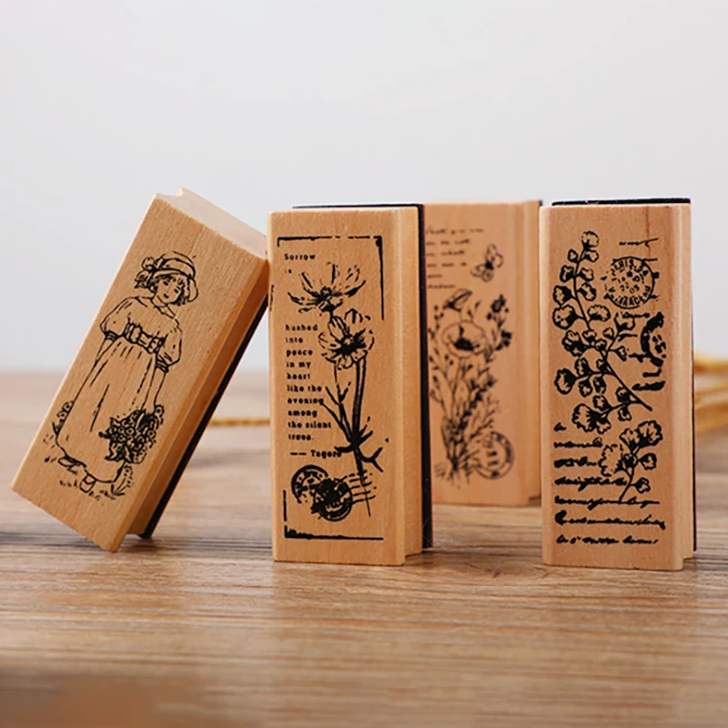 

Exquisite Flower Plants Wooden Stamps Creative Little Fresh Rubber Stamp DIY Scrapbooking Journal Stamp Korean Stationery Office