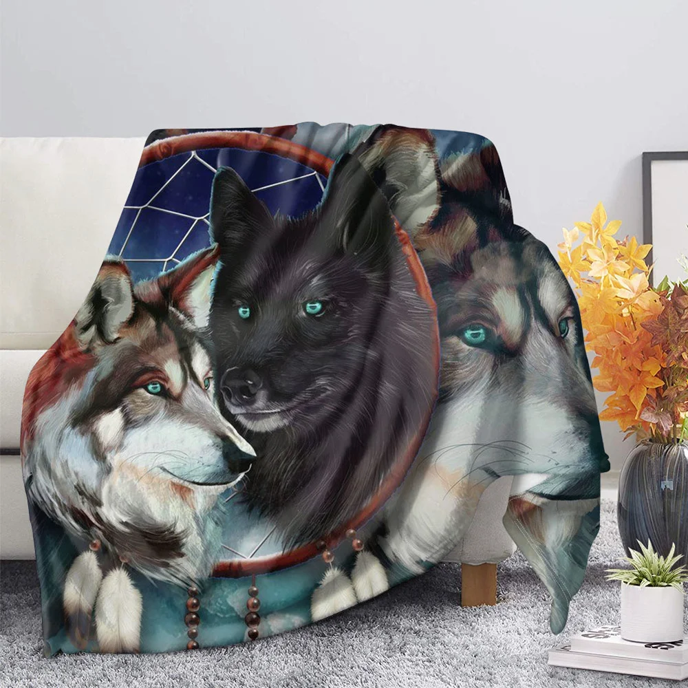 

Love Wolf Blanket 3D Graphics Soft Bed Cover Plush Quilt Flannel Blanket Home Bedding Office Nap Blanket Drop Shipping