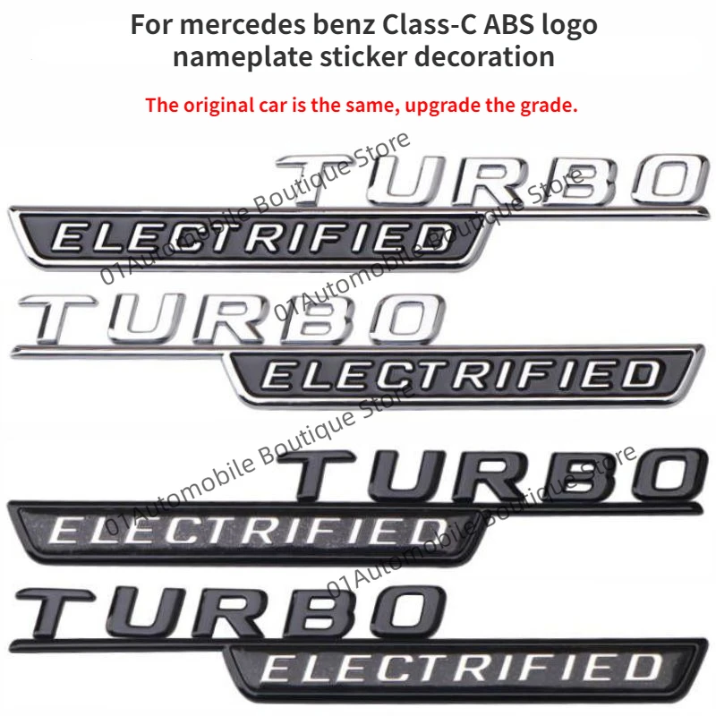 

New 3D turbo electrification underline ABS logo For mercedes benz c Amg C43 2022 car fender nameplate logo sticker decoration