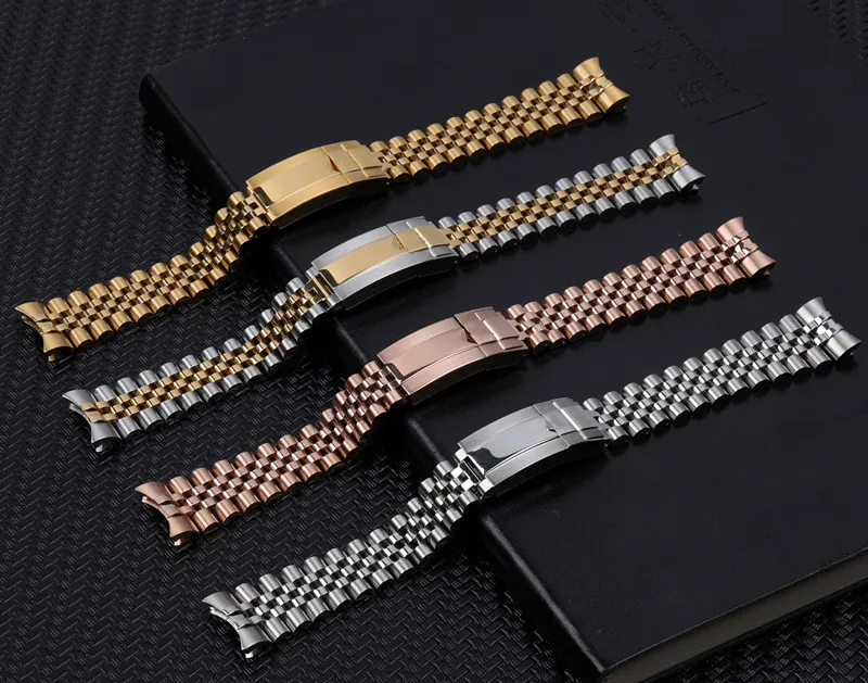 

Ремешок из нержавеющей стали для наручных часов, сменный Браслет для часов DATEJUST, браслет с подводной лодкой, 20 мм, серебристо-золотистый