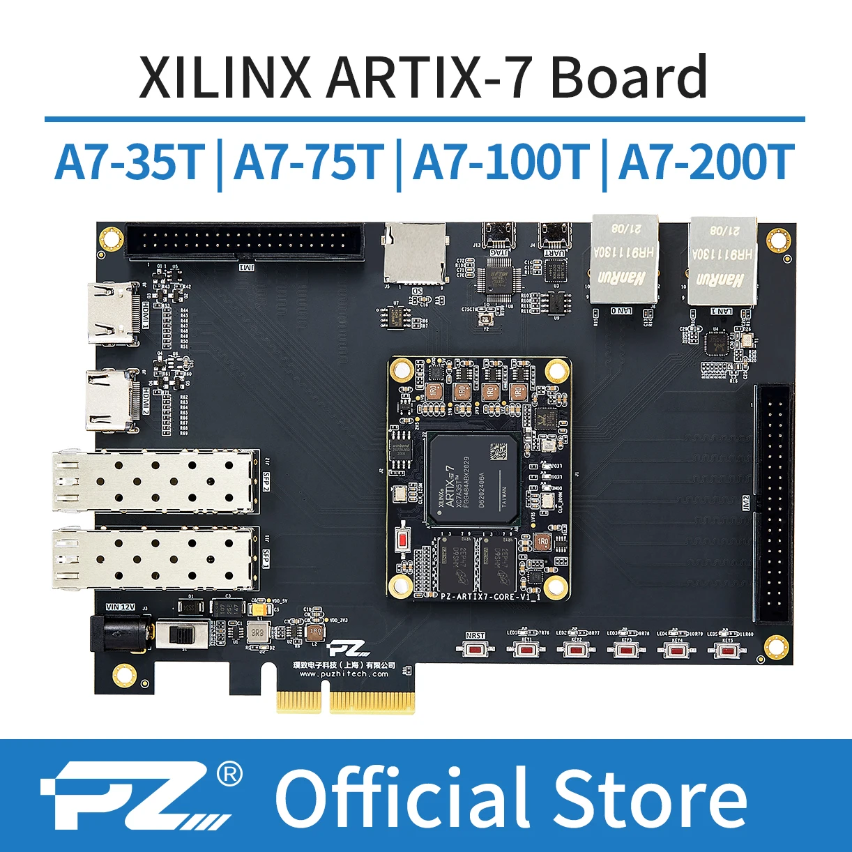 PUZHI 7A035 7A075 7A100 7A200 Card: Xilinx SoC Artix 7 35T 75T 100T 200T FPGA Development Board PCIE HDMI