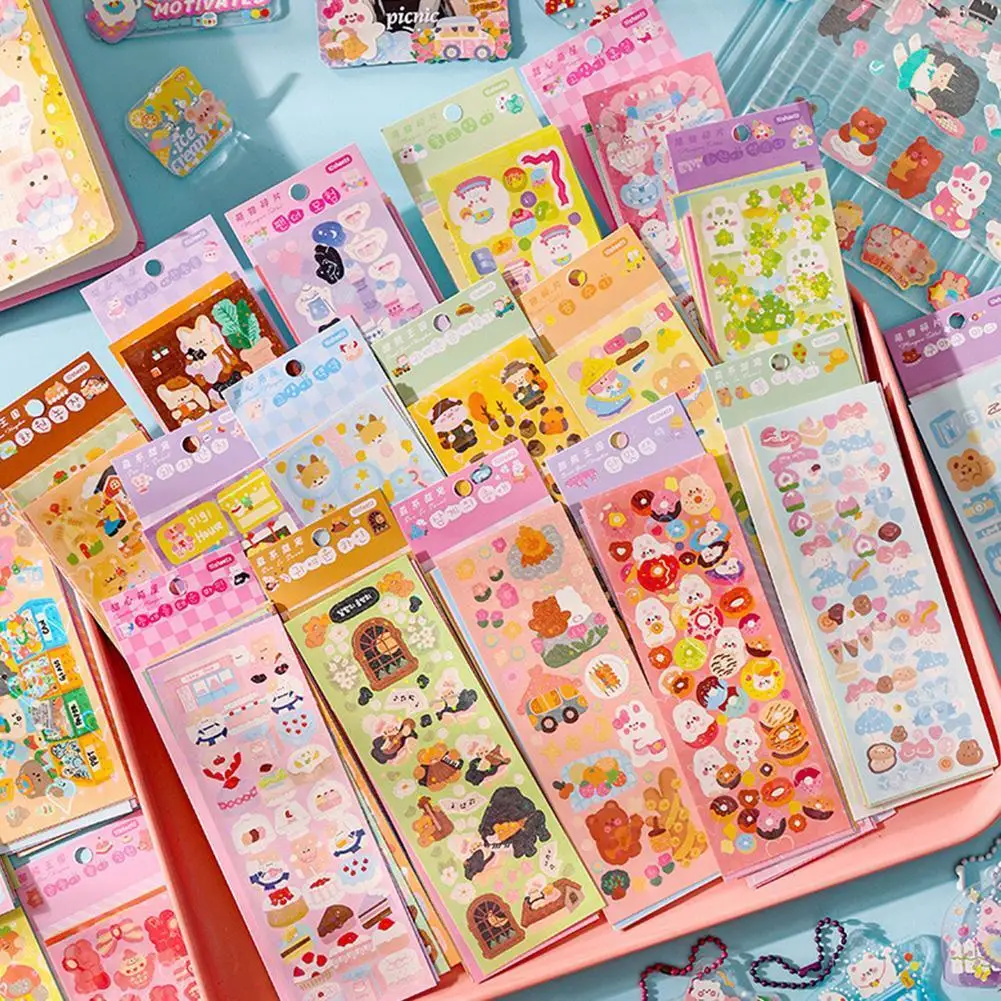 

Милые декоративные наклейки с животными из мультфильмов s, милые наклейки в виде книги руководства, ручная роспись, милые декоративные колл...
