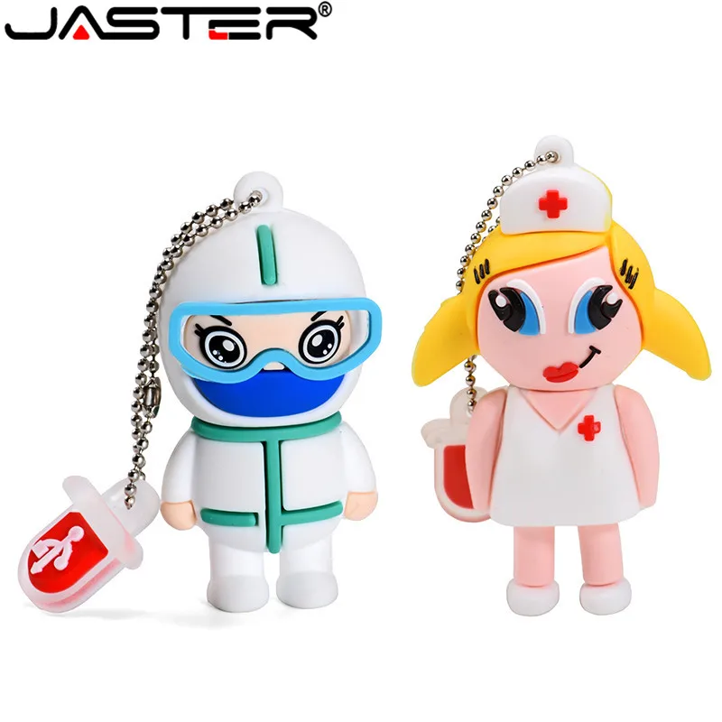 

JASTER New Style Cartoon Nurse Model Usb 2.0 4GB Flash Drive 8GB 16GB 32GB 64GB Pen Drive Creative Pendrive Free Gifts Key Chain
