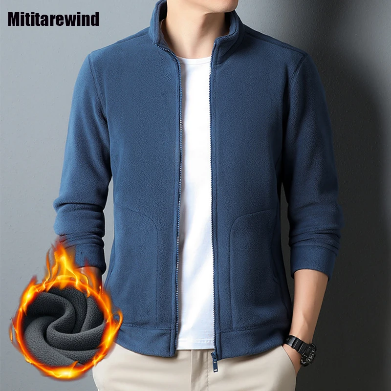 

Осенне-зимняя Корейская куртка, мужское однотонное флисовое пальто Ao, модное повседневное свободное теплое пальто на молнии для мужчин, новинка, верхняя одежда для мужчин