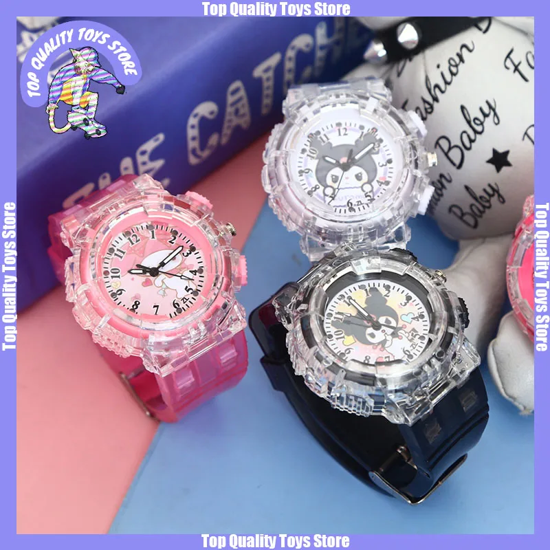 

Sanrio Kawaii Anime Luminous Led Watch Cinnamoroll Kuromi My Melody Cartoon Cute Students Glowing Toys Cute Pointer Watches