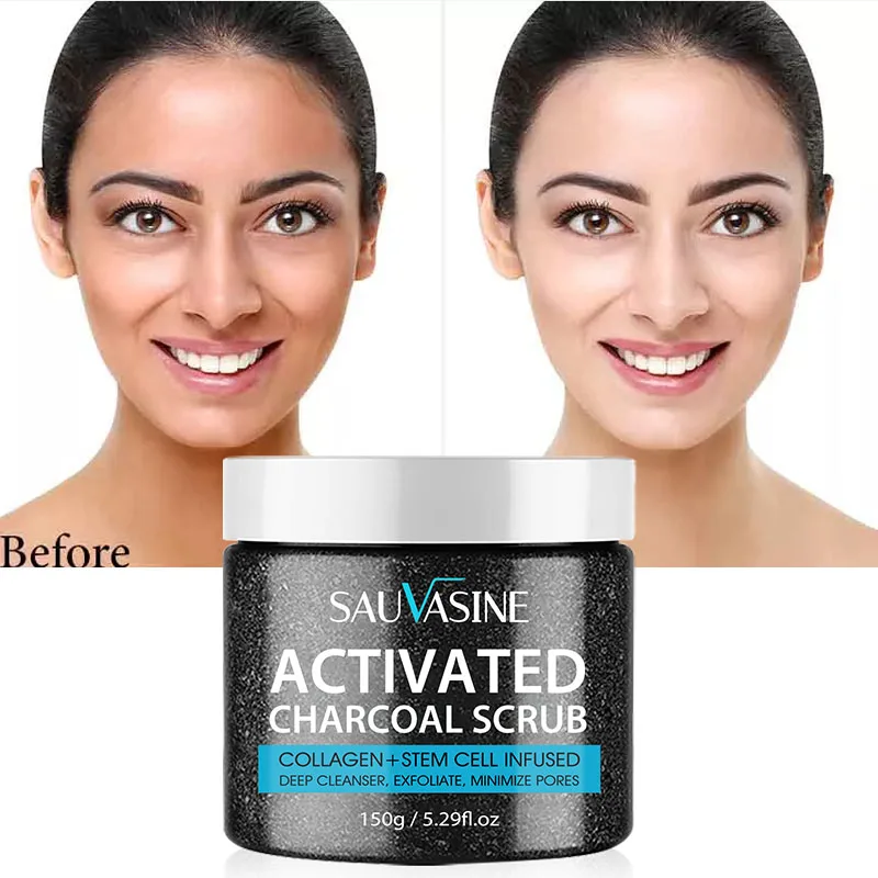 

Activated Charcoal Body Scrub Exfoliating Skin Scrubs Whitening Cream Deep Cleansing Acne Blackhead Care Bleaching Whitener