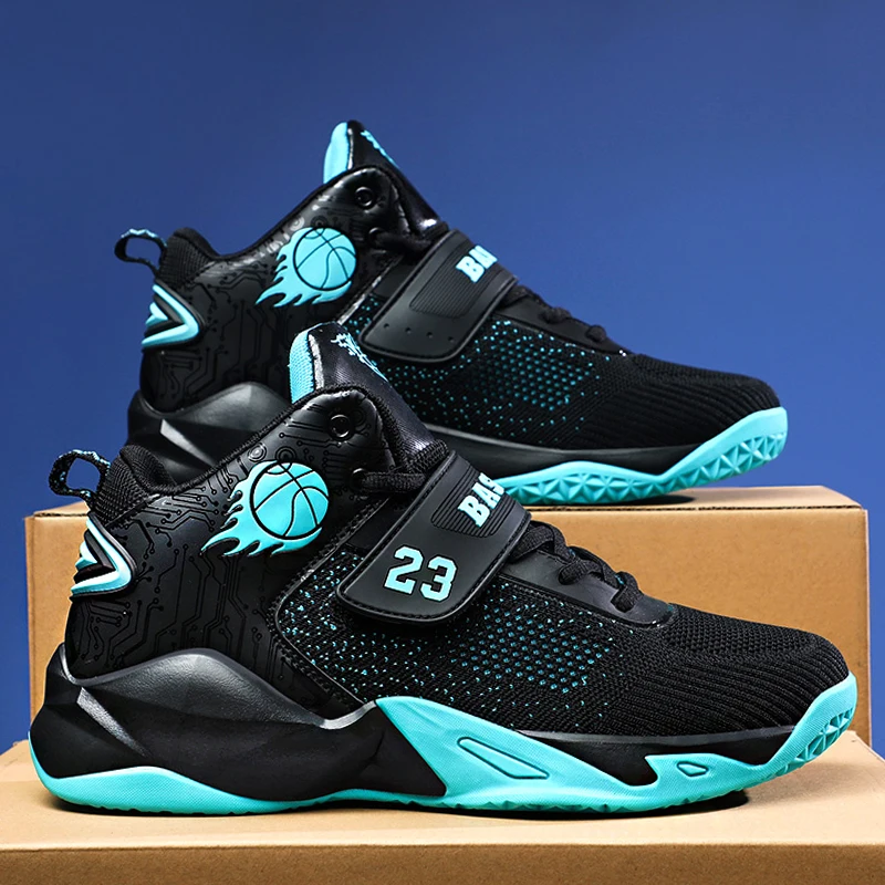 High-top basketball shoes flying woven breathable basketball shoes couple shoes men's shoes sports shoes