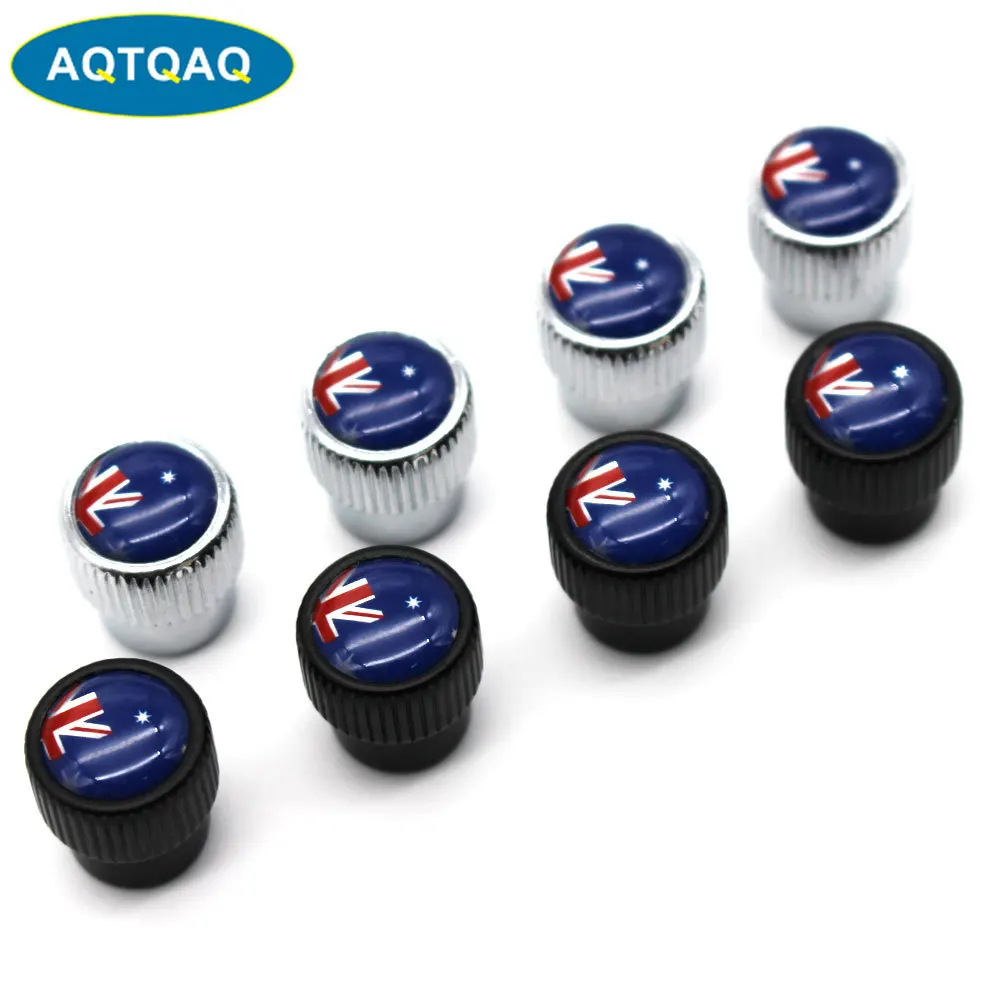 

4 Pcs/Set Zinc Alloy Australia National Flag Tire Valve Stem Cap Tire Wheel Stem Air Valve Caps for Auto Cars