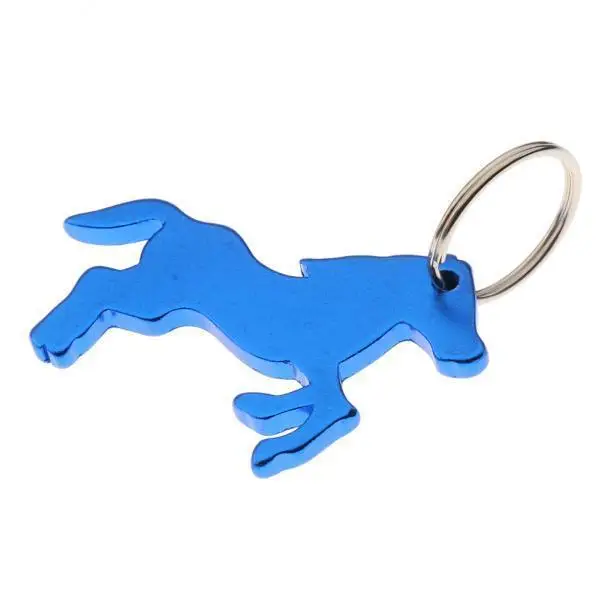 

2xAluminum Horse Pattern Bottle Opener Key Keychain Bag Pendent Blue