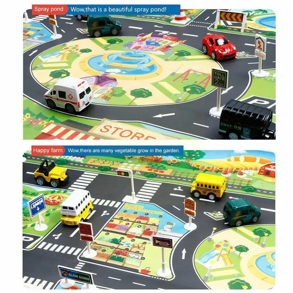 

Road Mat Children Traffic Car Map Boy Girls Educational Toy Road Carpet Playmat For Baby Mats Cartoon City Rug Kids Toys Ga H6R2