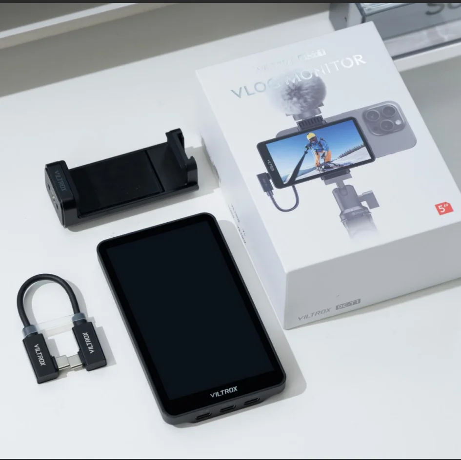 Фото VILTROX DC-T1 Профессиональный монитор для телефона, 5-дюймовый сенсорный экран в реальном времени, универсальный, для видеоблогов и селфи, магнитный, Type-C №5