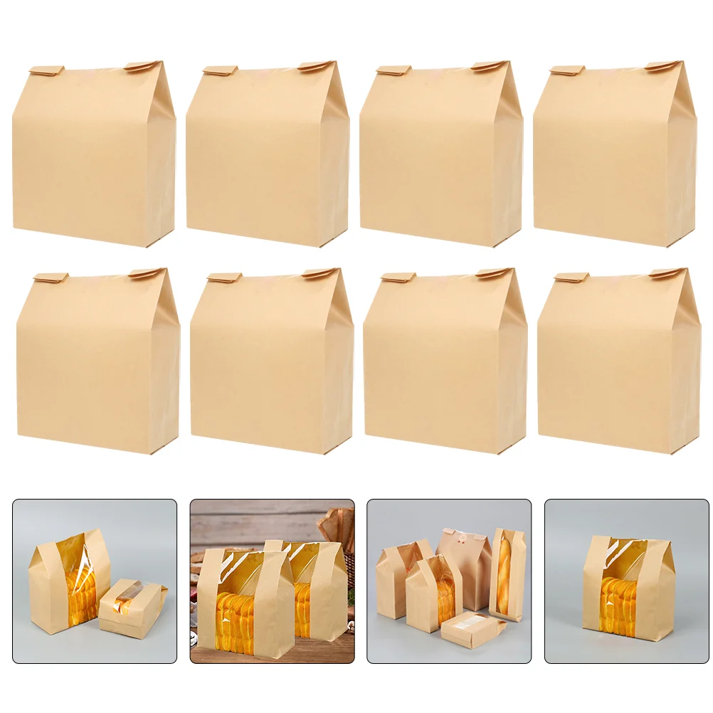 

Bags Bag Bread Paper Bakery Loaf Kraft Cookie Treat Packaging Baking Storage Window Pouch Household Donut Browntoast Homemade