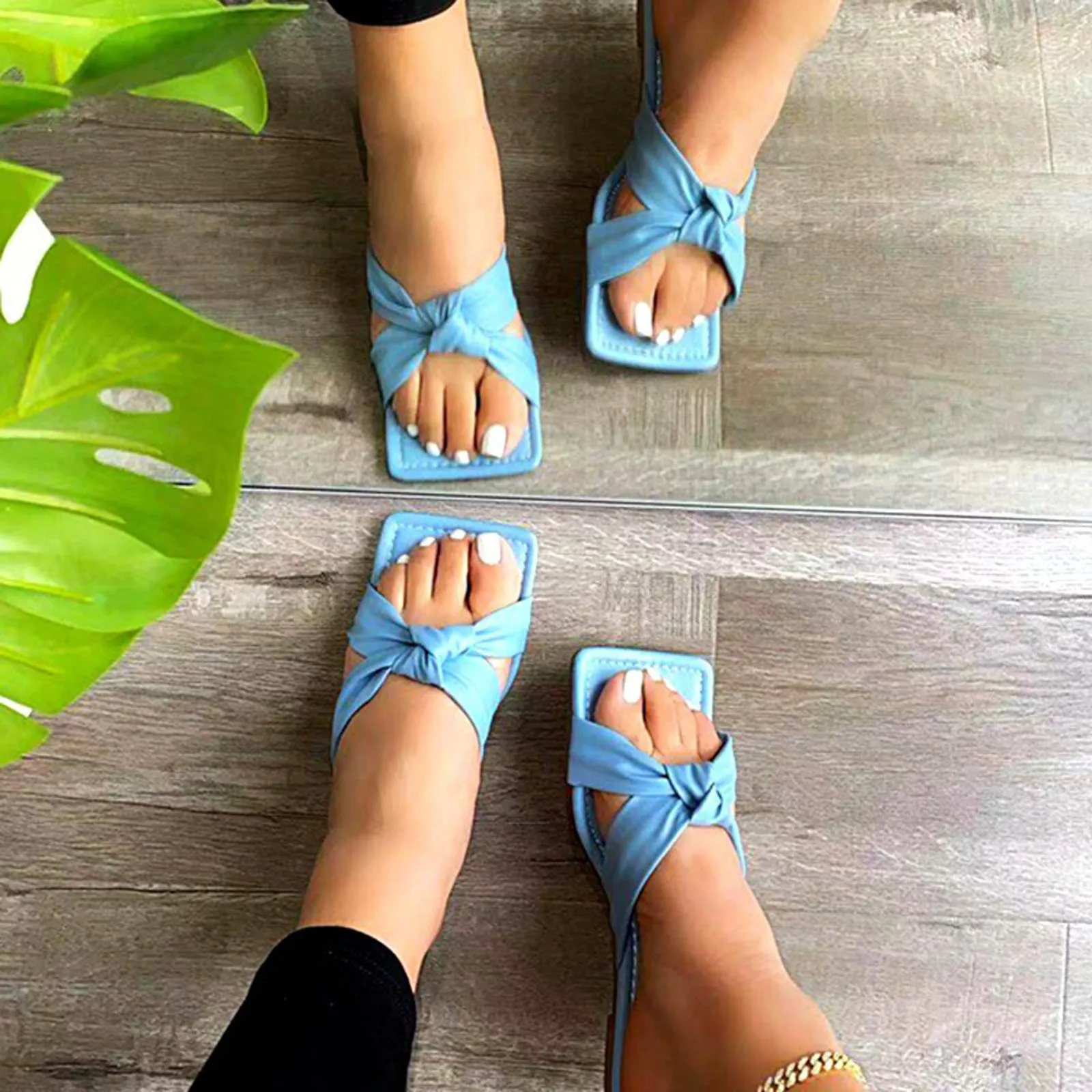 

Summer Fashion Womens Sandals Casual Shoes Folded Leather Bohemian Open Toe Flat Slippers Outdoor Beach Sandals Женские туфли