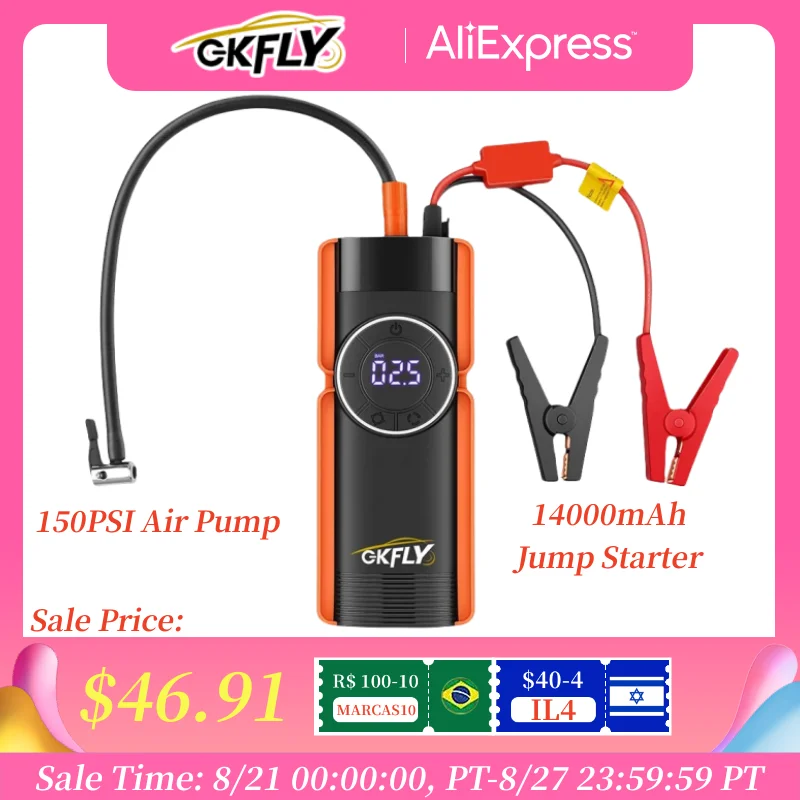 1000a Starting Device Power Bank 12v Digital Tire Inflator 150psi