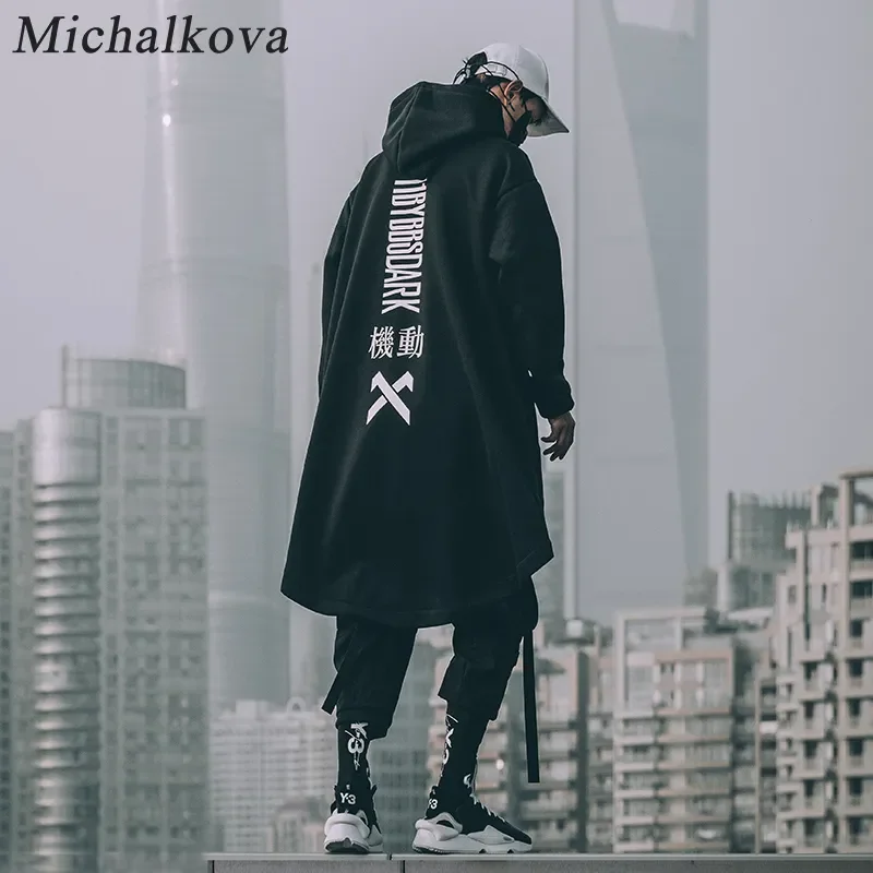 

Японский свитшот, мужские толстовки, Длинная накидка, хип-хоп, Готическая верхняя одежда, уличная одежда, пальто, стильные мужские топы в сти...