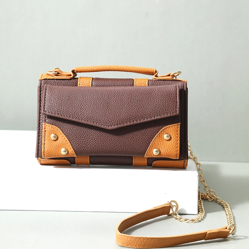 Women Contrast Color Wallet Leaf Buckle Wallet PU Leather Purse Female Long Wallet for Women Coin Purse Card Holders Clutch