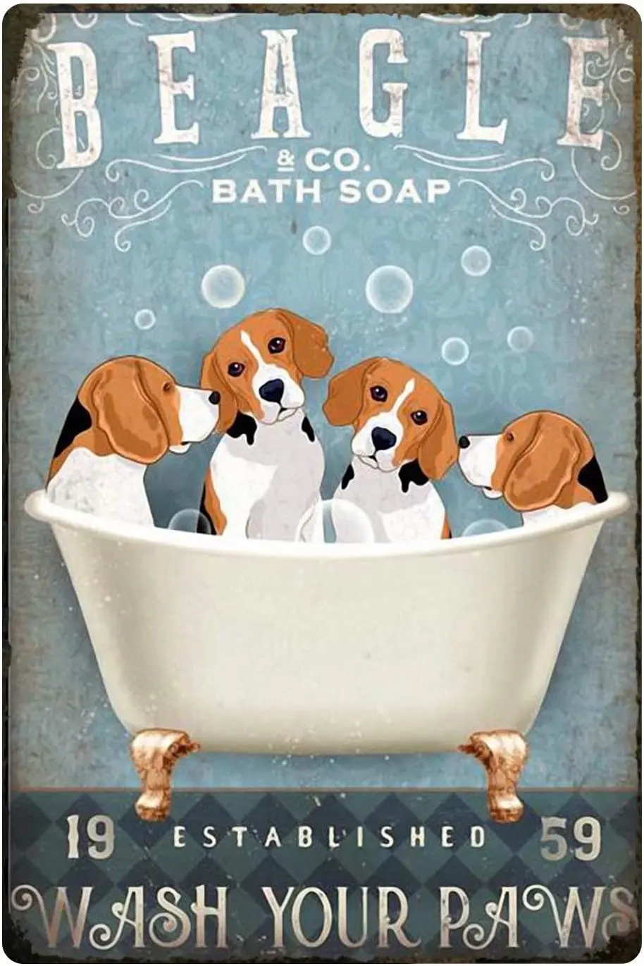 Beagle банное мыло жестяная вывеска ВИНТАЖНЫЙ ПЛАКАТ для мытья лап Бар Ванная
