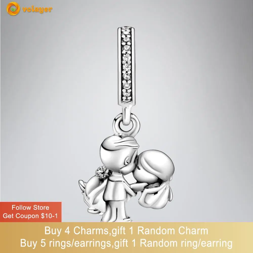 

Volayer 925 Sterling Silver Beads Married Couple Dangle Charms fit Original Pandora Bracelets Women Jewelry Making Birthday Gift