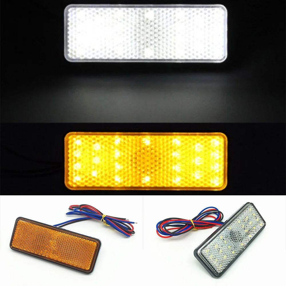 

1 Pcs Motorcycle Brake Light Truck 24 Led Rectangle Reflector Tail Brake Red Fit For Car Pickups Trucks SUV Trailers Rvs Parts