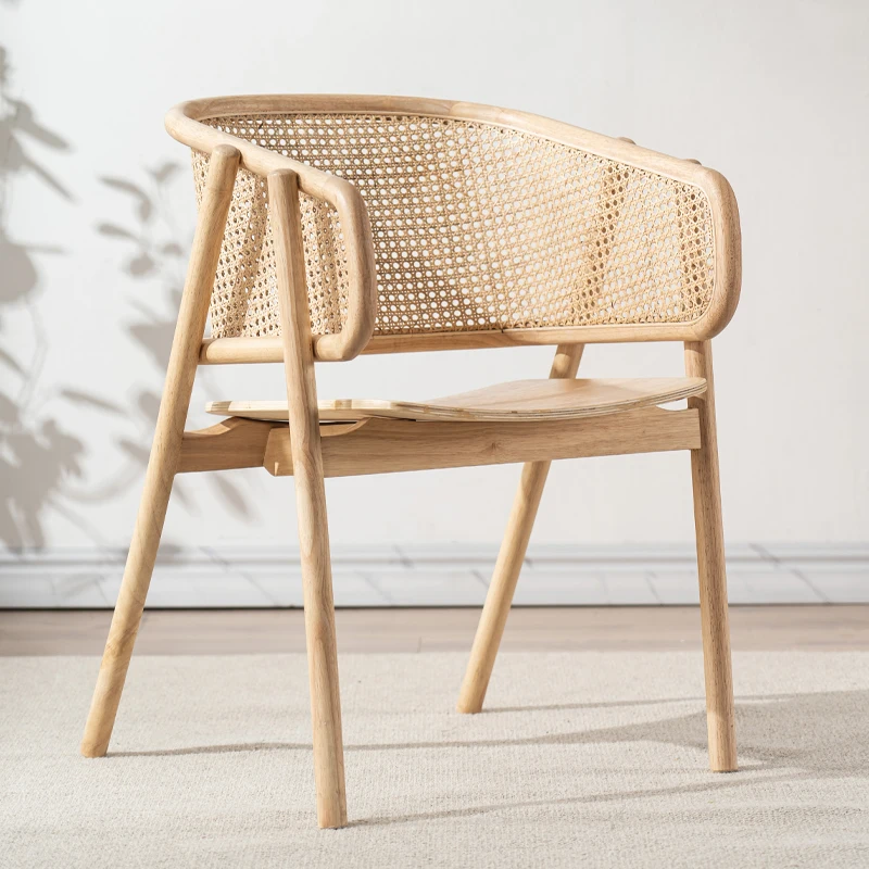 

Скандинавский обеденный стул TT из твердой древесины из ротанга, Диванный стул, кресло из ротанга с одним подлокотником, стул для гостиной