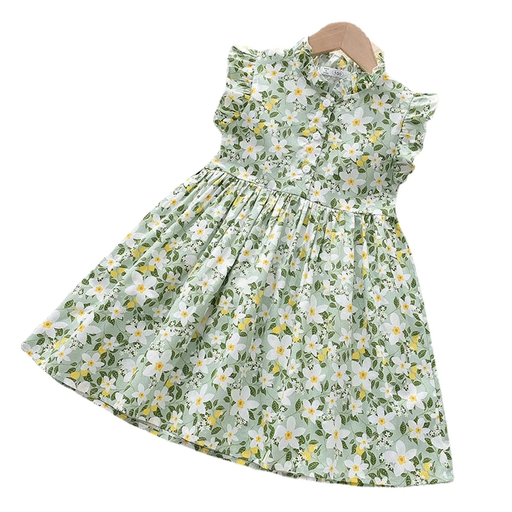 

Girls Casual Dresses Kids Baby Flowers Print Costumes Floral Party Birthday Princess 2022 New Summer 2-6Y Kids Clothes
