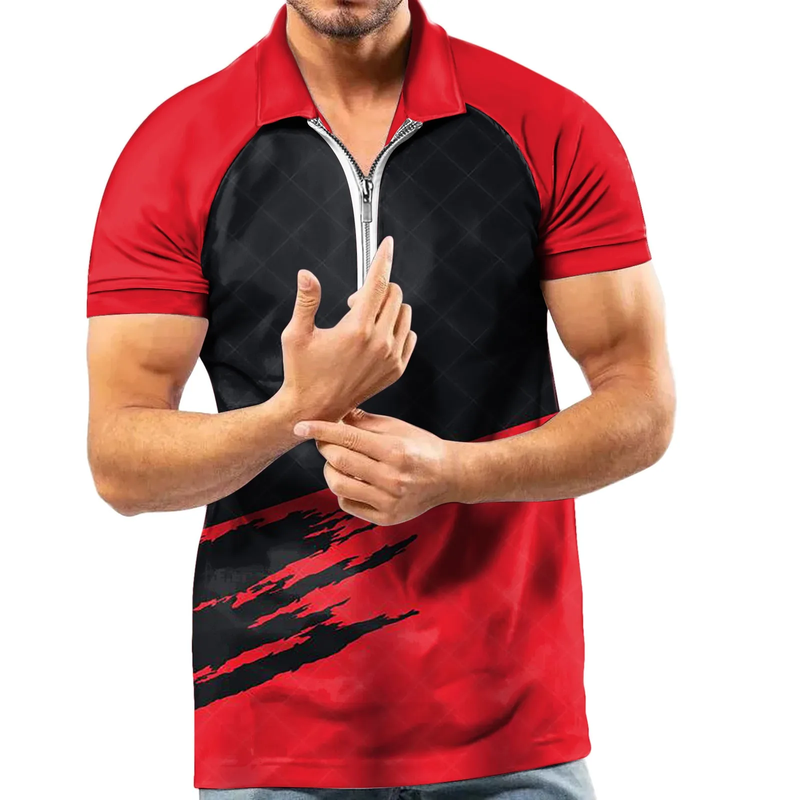 

Футболка мужская с длинным рукавом, повседневная спортивная рубашка с отложным воротником, с крестом, с американским флагом, с коротким рук...