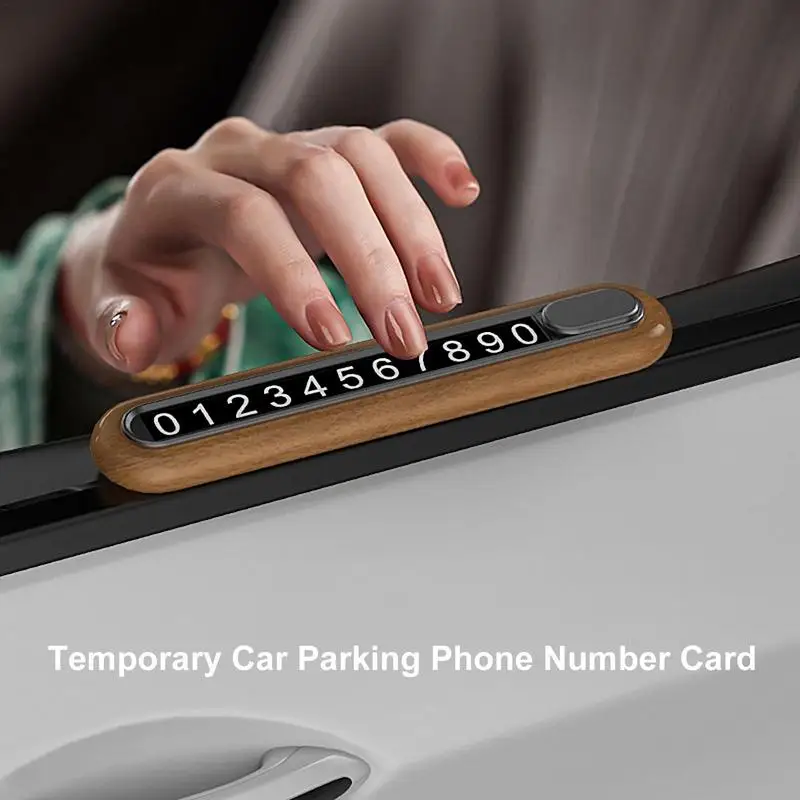 

Wooden Metal Car Temporary Parking Card Universal Rotate Phone Number Plate High Temperature Resistance For Car Styling Accessor