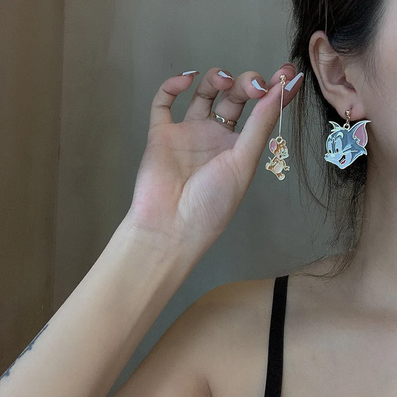 Серьги-гвоздики в стиле аниме Кот Том мышь 1 пара |