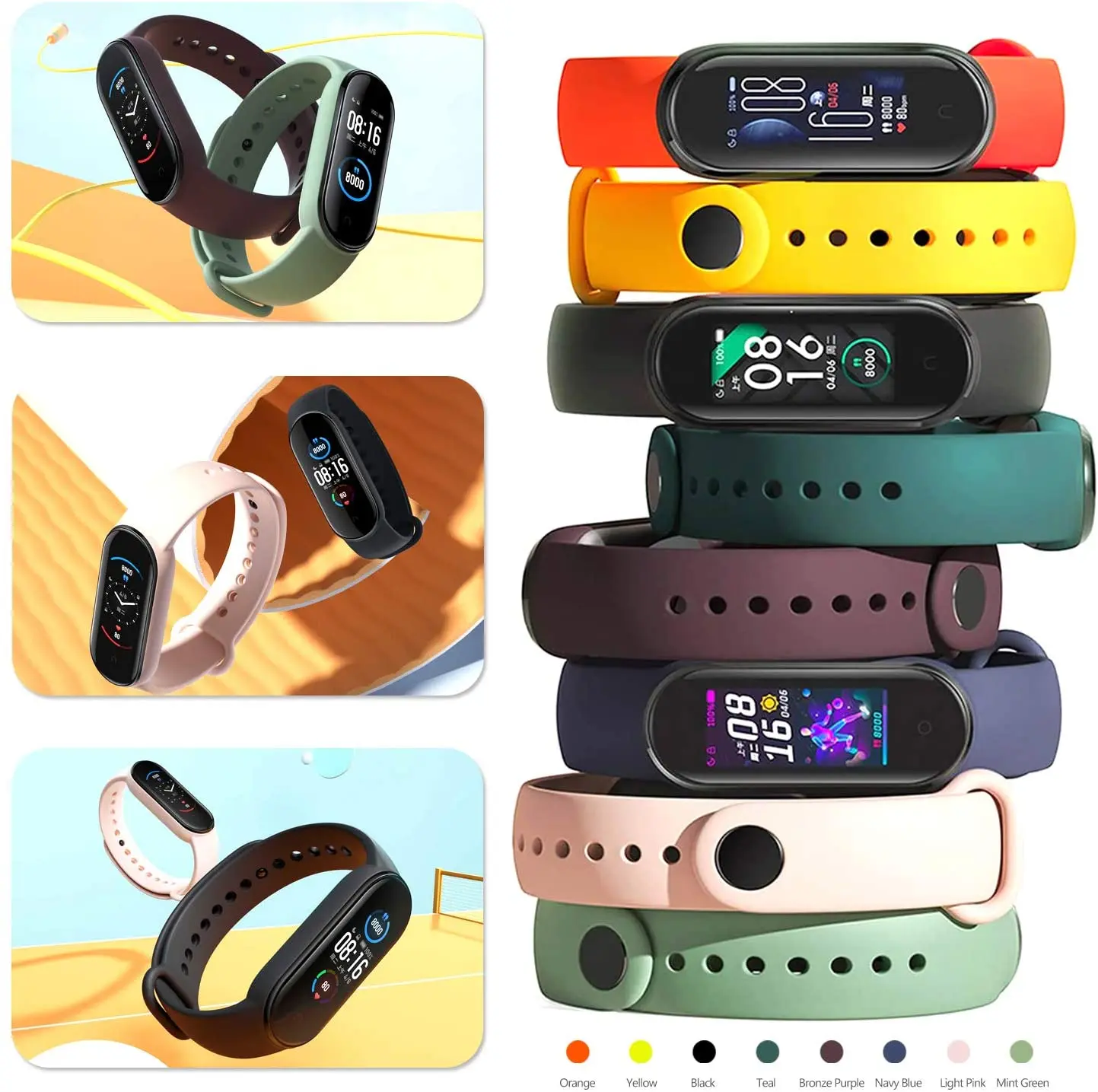 Силиконовый ремешок для Mi band