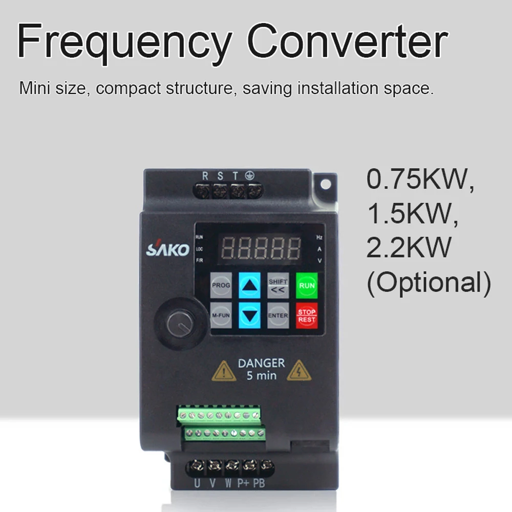 

3 Phase 380V Vector Inverter VFD Variable Frequency Converter 0.75KW/1.5KW/2.2KW 3 Phase Input 3 Phase Output Adjustable Speed
