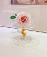 home decorative glass elegant bead reel plate display photo props cake fruit dessert plate jewelry ornament