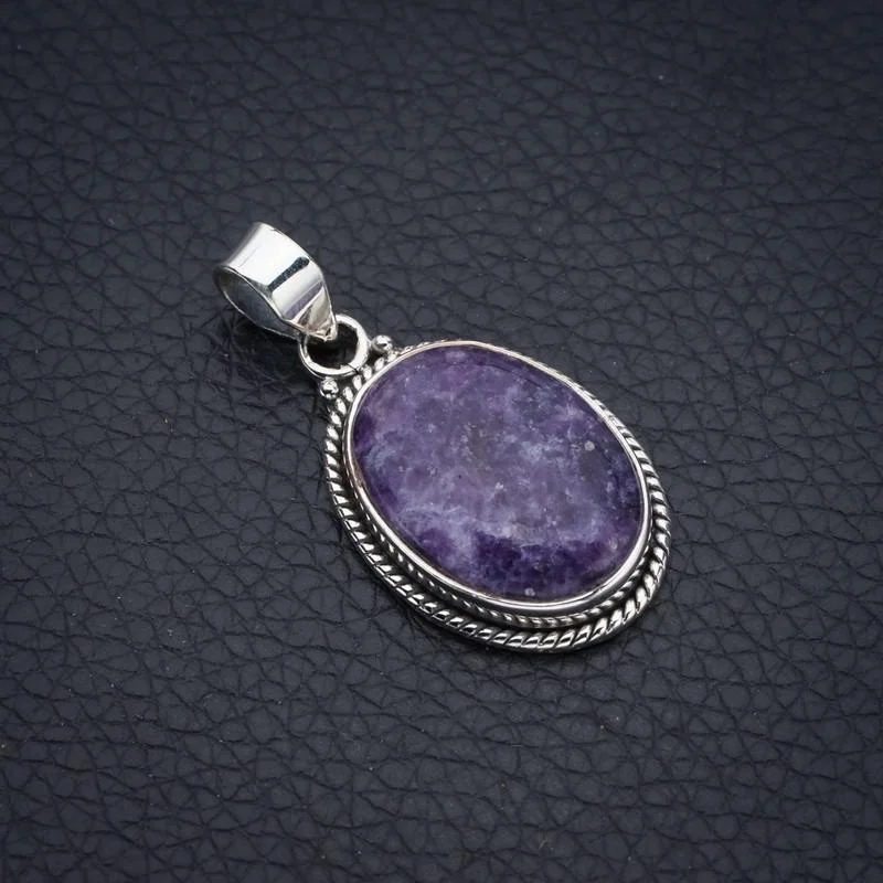 

StarGems Purple Lepidolite Handmade 925 Sterling Silver Pendant 1.5" F4034