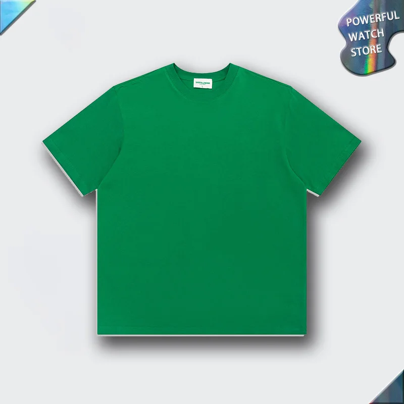 

INS240g Heavy-duty Washed Short-sleeved Double-yarn Pure Cotton Bottoming Round Neck Tide Brand T-shirt High-quality Solid Color