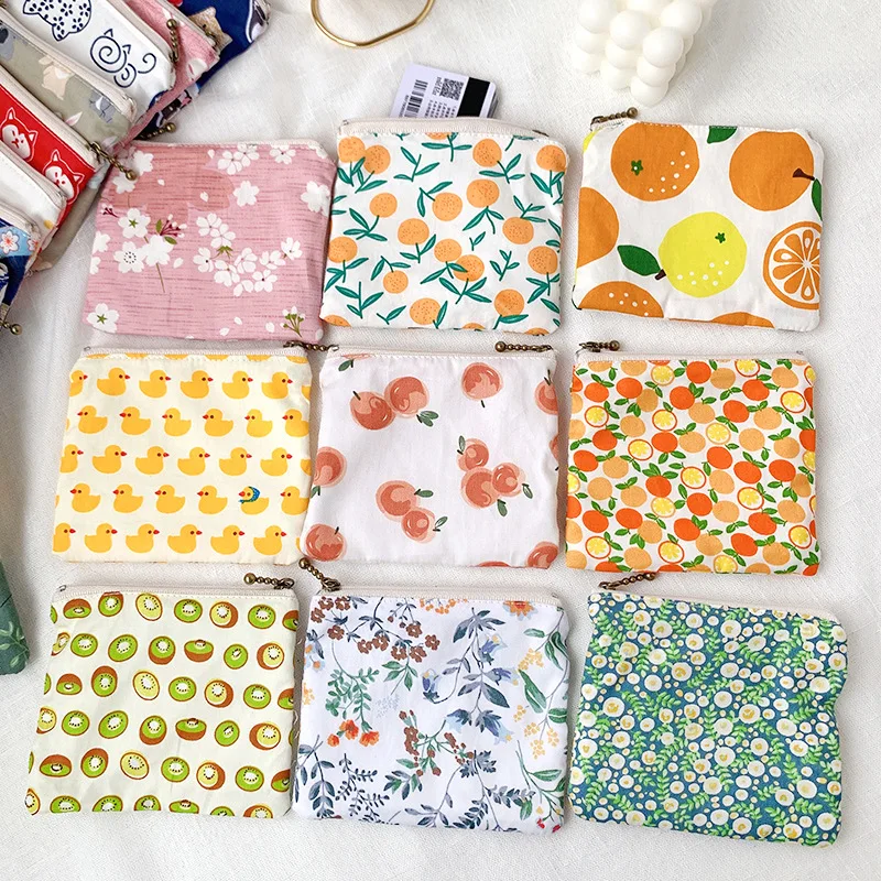 

1PCS Women Small Cosmetic Cases for Females Travel Flower Print Sanitary Pad Pouch Cute Lipstick Makeup Coin Purse Storage Bags