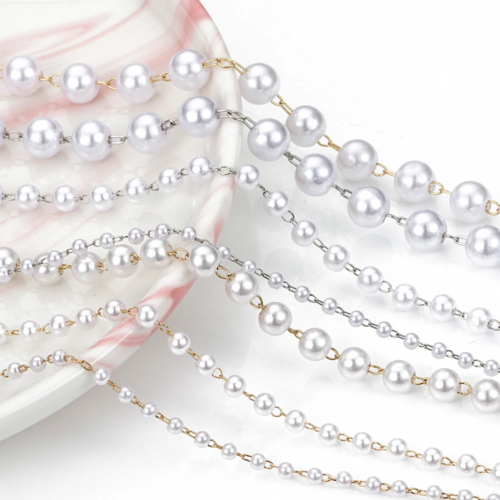 

1 meter Imitation Pearl Chain 3/4/5/6/8mm Bead Chains for Jewelry Making Women Choker Necklaces Bracelet Fashion DIY Accessories