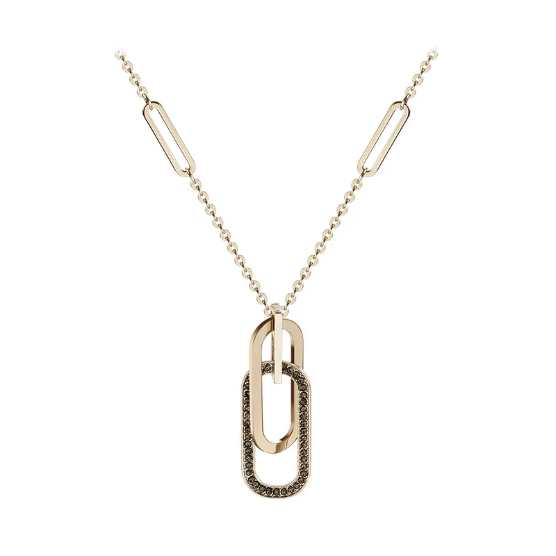 Осенняя подвеска в виде двух колец длинное простое корейское ожерелье женское