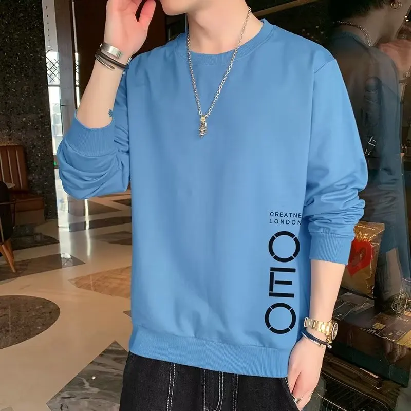 

Свитшот мужской с длинным рукавом, модная повседневная синяя кофта в стиле хип-хоп, с надписью, в стиле Харадзюку, весна-осень 2022