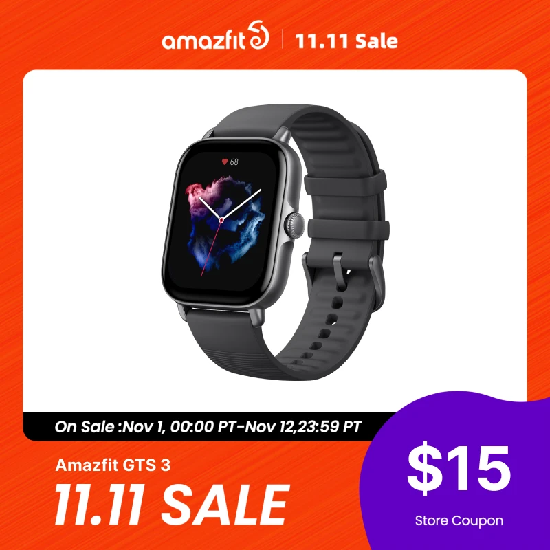  New Amazfit GTS 3 GTS3 GTS-3 Zepp OS Smartwatch Alexa 1.75'' AMOLED Display 12-day Battery Life Smart watch for Andriod 