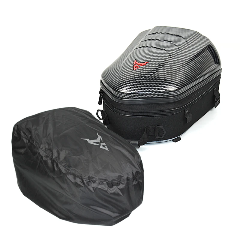 Carbon Fiber Moto Equipment Rainproof Saddle Bag Backpack Motorcycle Large Capacity Waterproof Reflective Rear Seat Bag enlarge