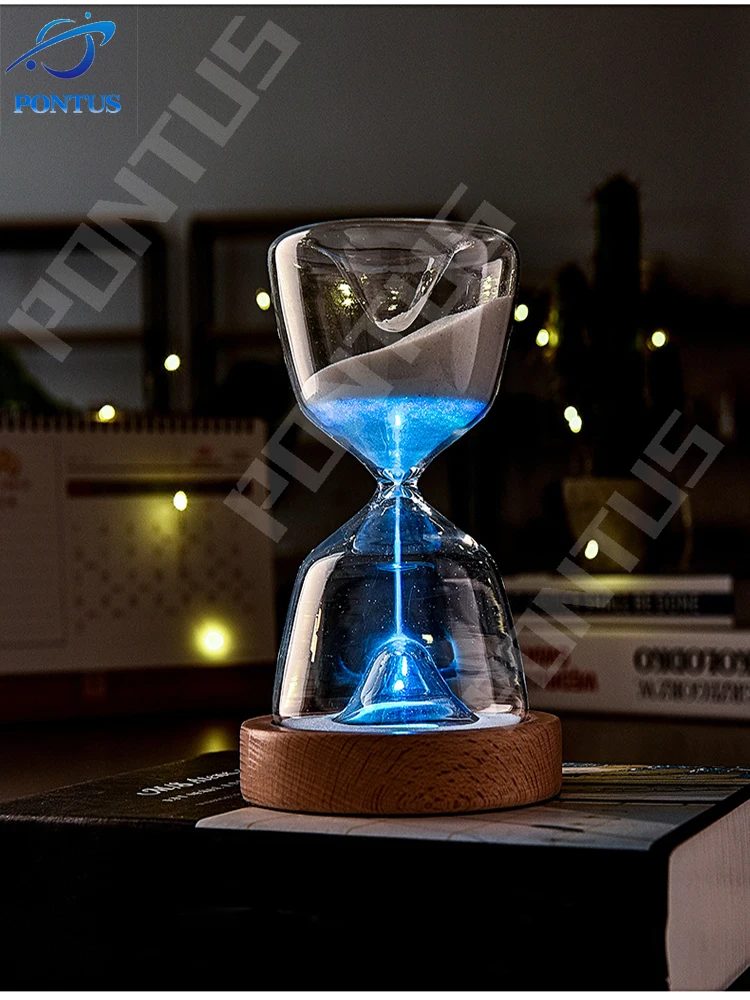 

Светящийся Таймер с дистанционным управлением, часы и стекло с деревянным дном, ночсветильник с песочным стеклом, украшение для офисного ст...