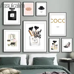  Fashion Leopard Tapestry Black and White Leopard High Heel  Perfume Bottles Lipsticks Magazines Book Stack Pink Fashion Girl Woman Home Decor  Wall Hanging Art for Living Room Bedroom Dorm : Home