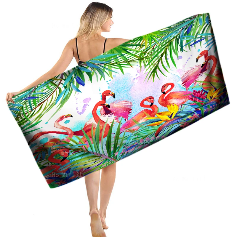 

Tropical Floral Flamingo Bird Palm Tree Hawaii Stylish Rose Arbor Path Flower Nature Quick Drying Towel By Ho Me Lili Fit Yoga